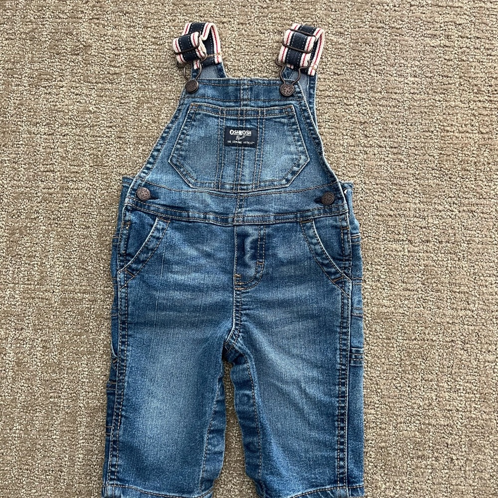 OshKosh B’Gosh Baby Boy Knit Denim Overalls Sz 6M